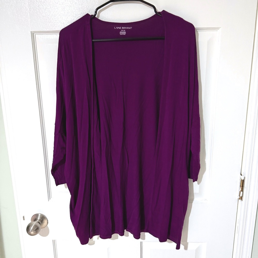 Lane Bryant Purple Open Front Dolman Sleeve Cardigan Sweater Plus Size 14/16